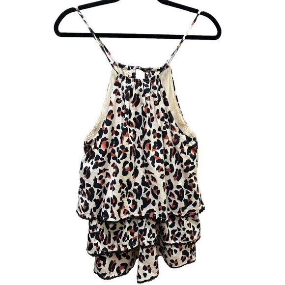 NWT Urban Outfitters Romper Keyhole Ruffle Tiered Animal Print Festival Size XS‎ - Picture 2 of 8